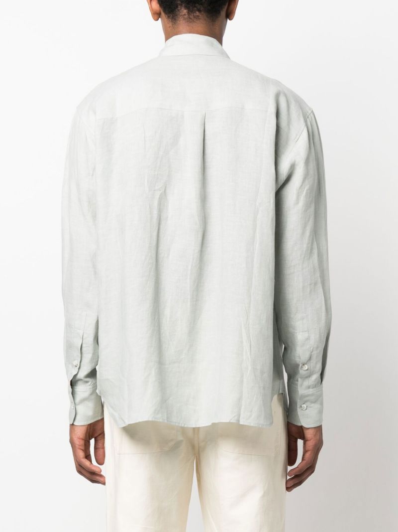 Green Long Sleeved Linen Shirt