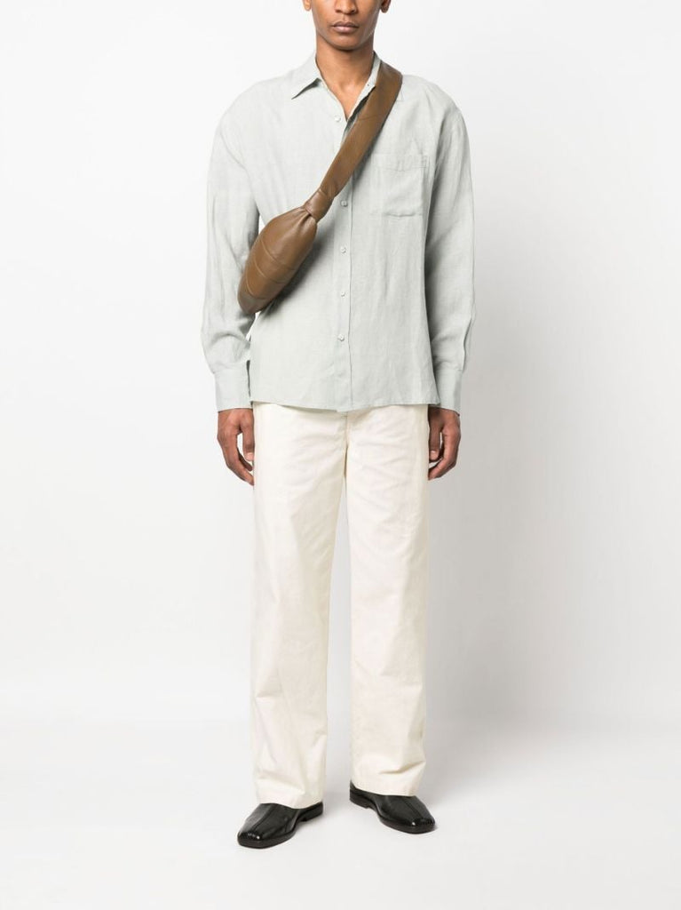 Green Long Sleeved Linen Shirt