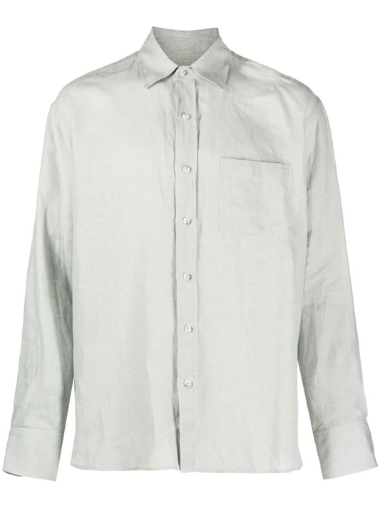 Green Long Sleeved Linen Shirt