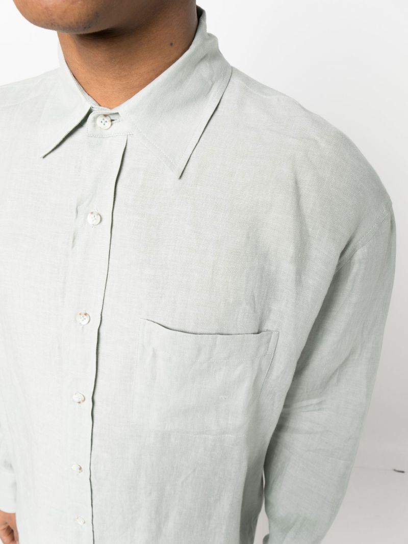 Green Long Sleeved Linen Shirt