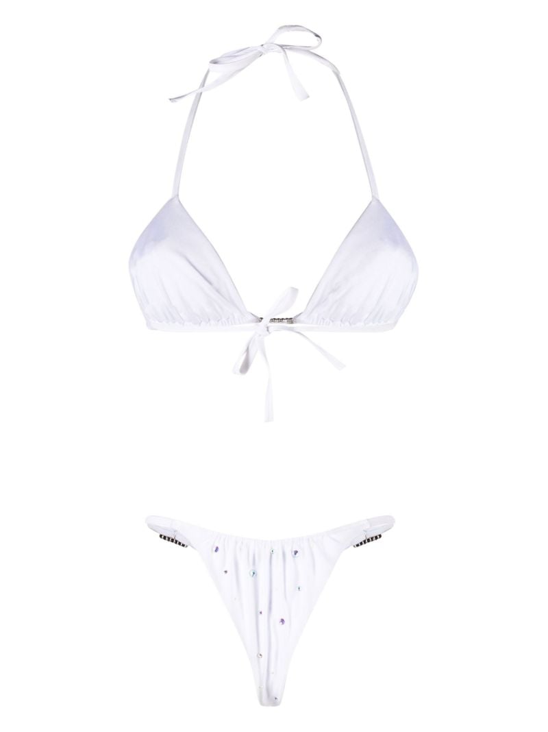 White Crystal-embellished Bikini