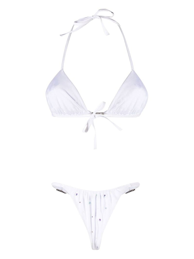 White Crystal-embellished Bikini