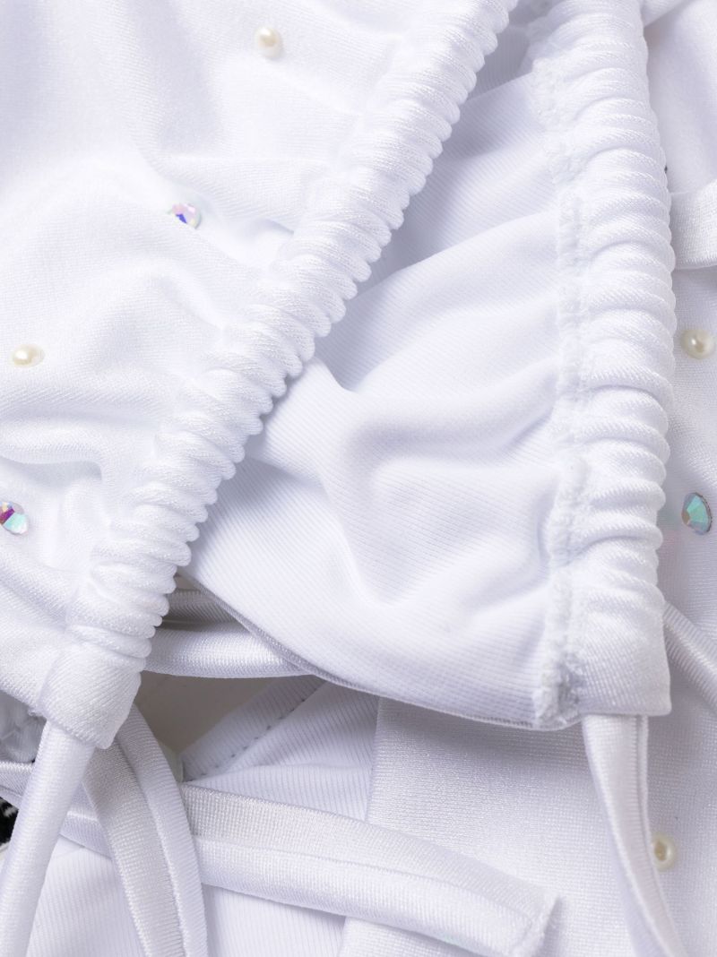 White Crystal-embellished Bikini