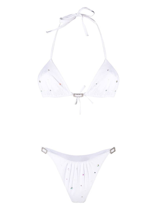 White Crystal-embellished Bikini