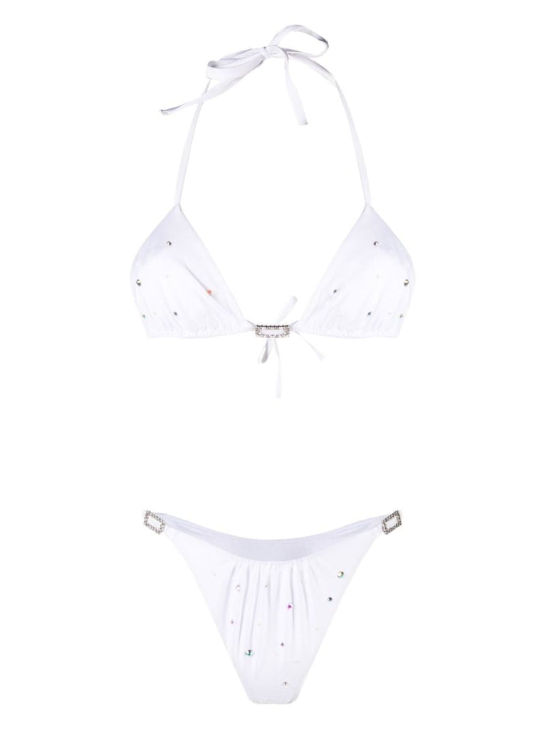 White Crystal-embellished Bikini