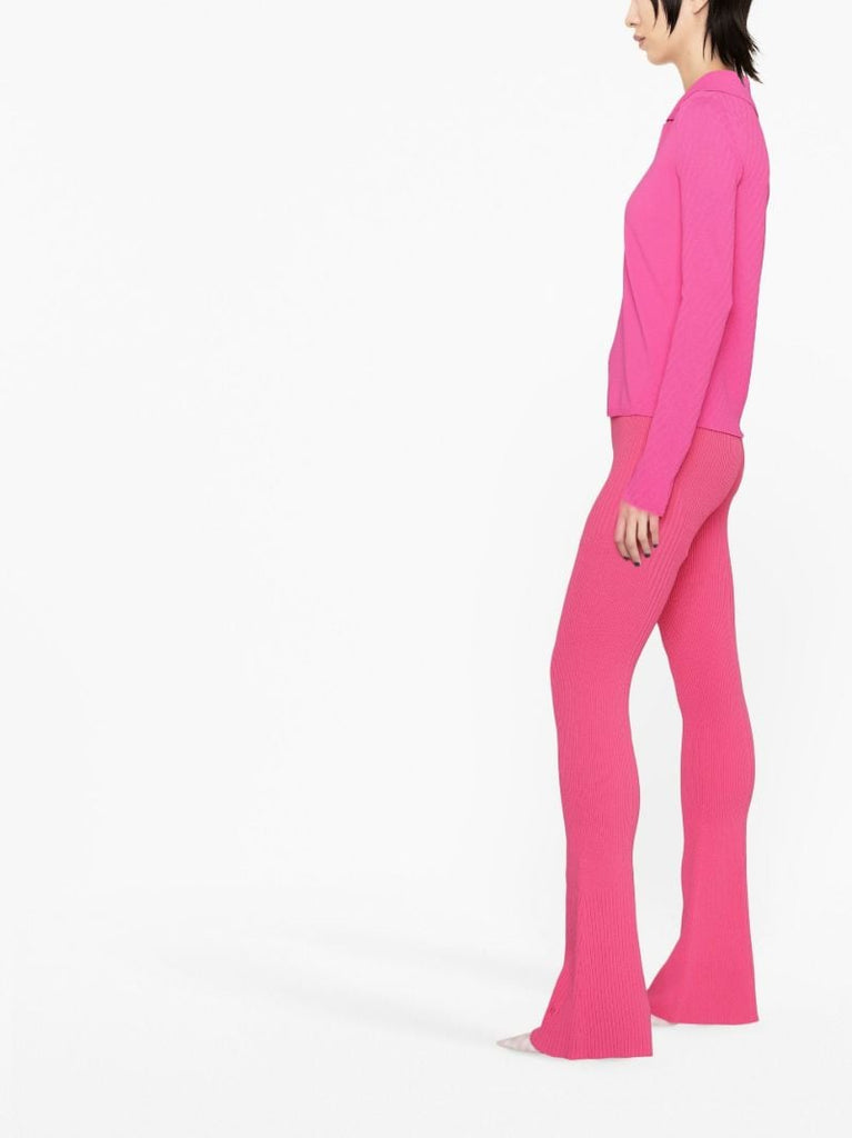 Pink High Waist Flared Trousers