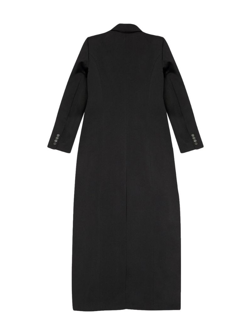 Black Hourglass Double-breasted Wool Coat