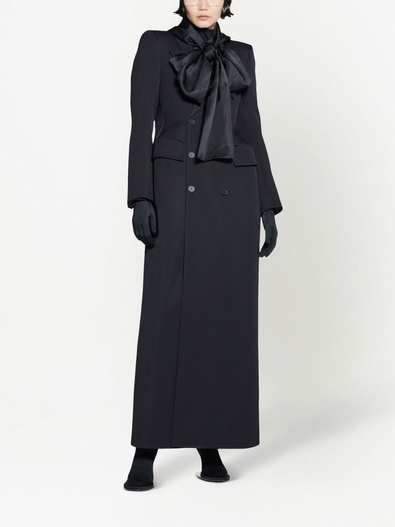 Black Hourglass Double-breasted Wool Coat