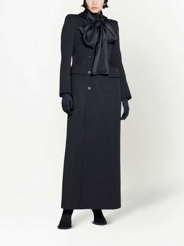 Black Hourglass Double-breasted Wool Coat