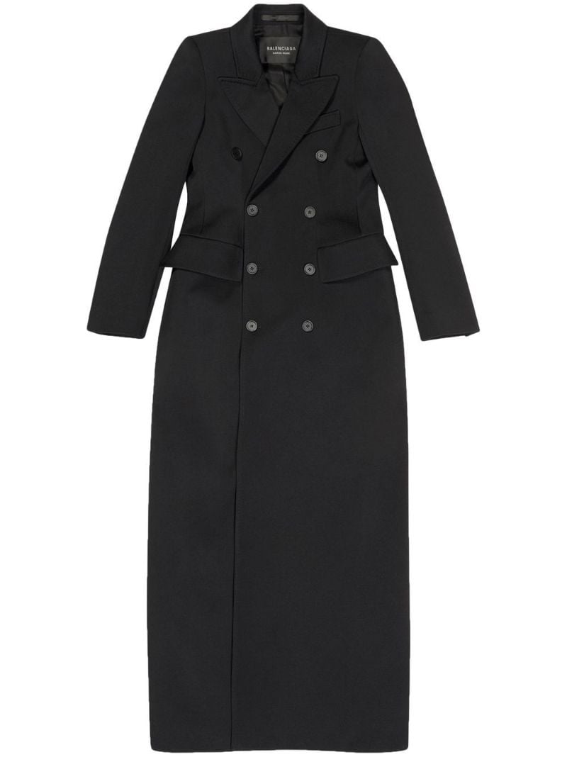 Black Hourglass Double-breasted Wool Coat