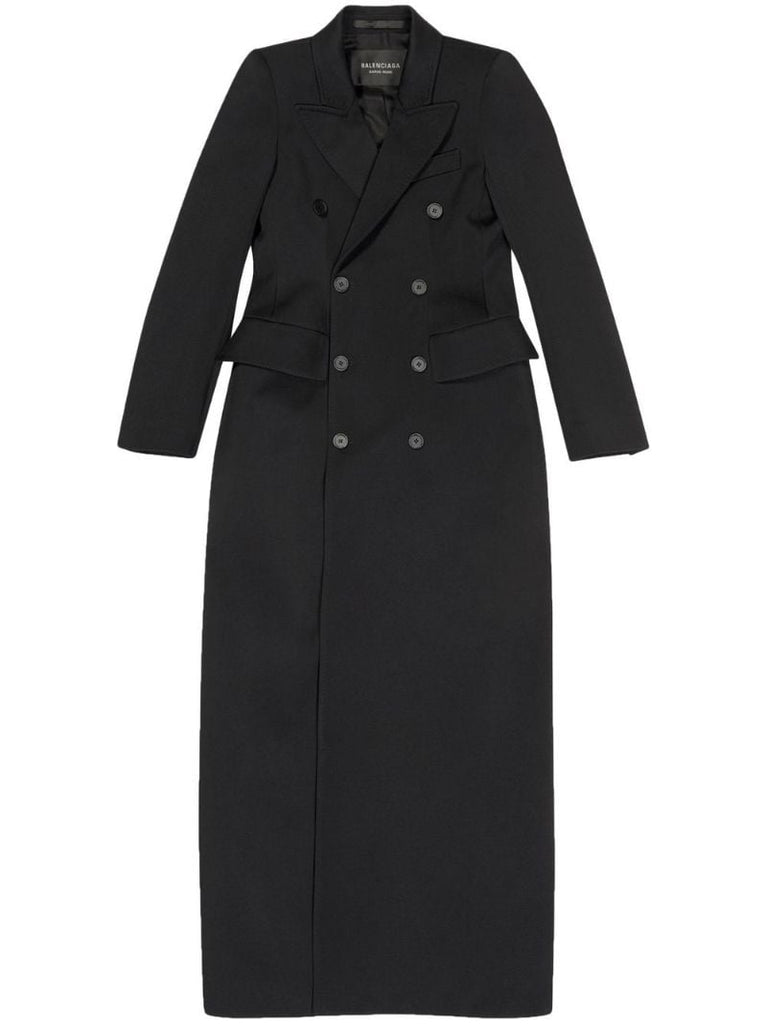 Black Hourglass Double-breasted Wool Coat