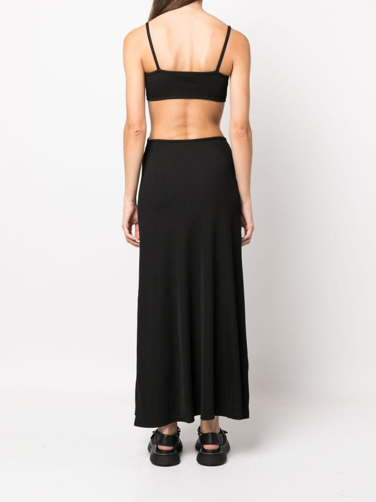 Black Crystal Torso Bra Maxi Dress