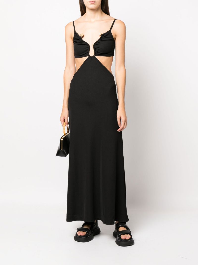 Black Crystal Torso Bra Maxi Dress