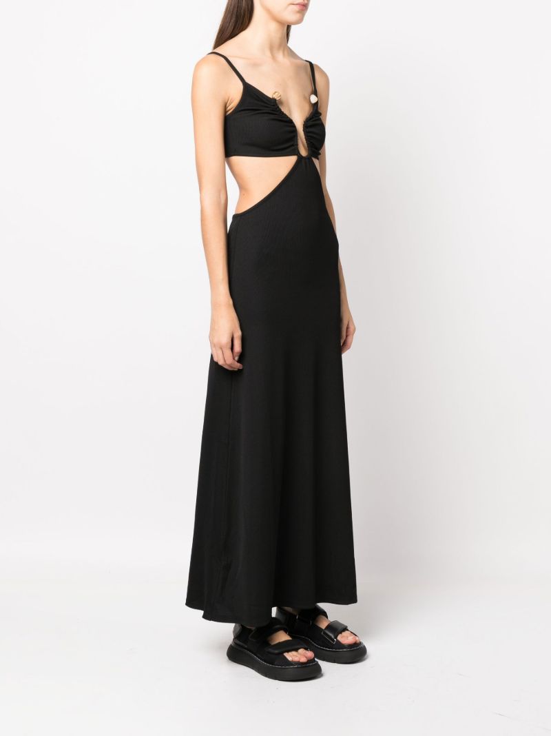Black Crystal Torso Bra Maxi Dress