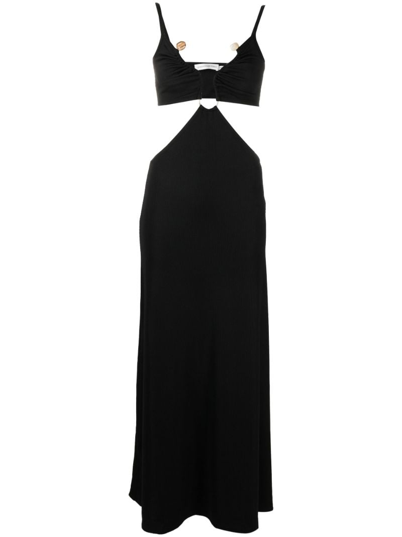 Black Crystal Torso Bra Maxi Dress