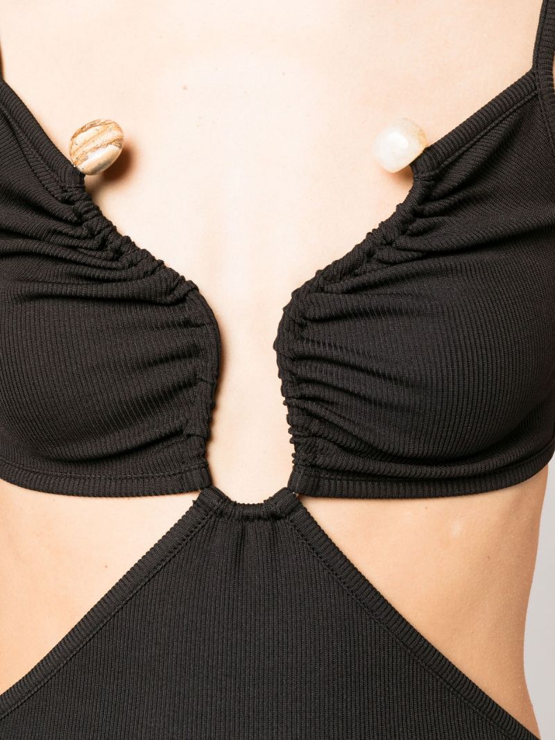 Black Crystal Torso Bra Maxi Dress
