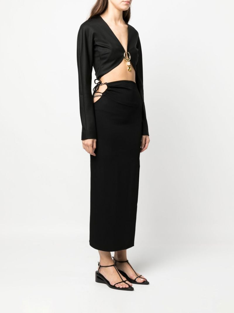 Black Bertoia Chrome Cut-out Midi Skirt