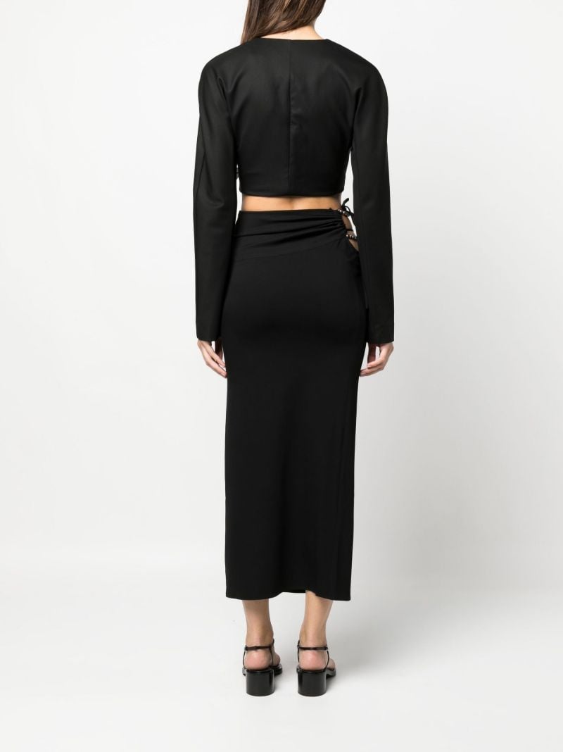 Black Bertoia Chrome Cut-out Midi Skirt