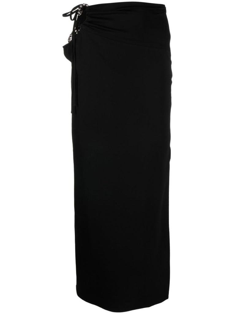 Black Bertoia Chrome Cut-out Midi Skirt