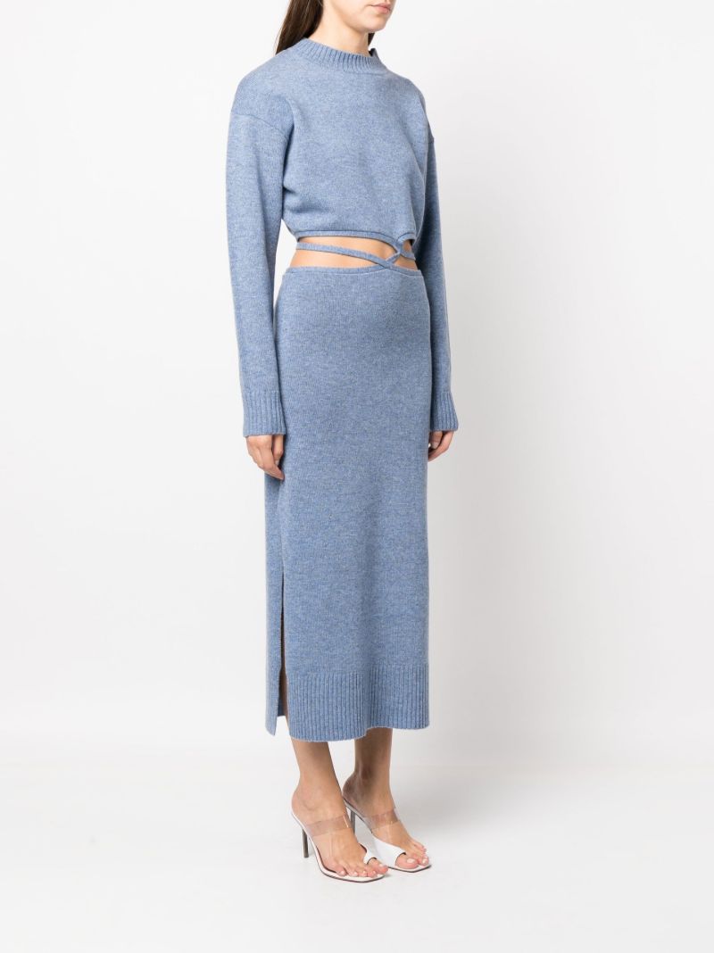 Blue Cut-out Wool Midi Dress