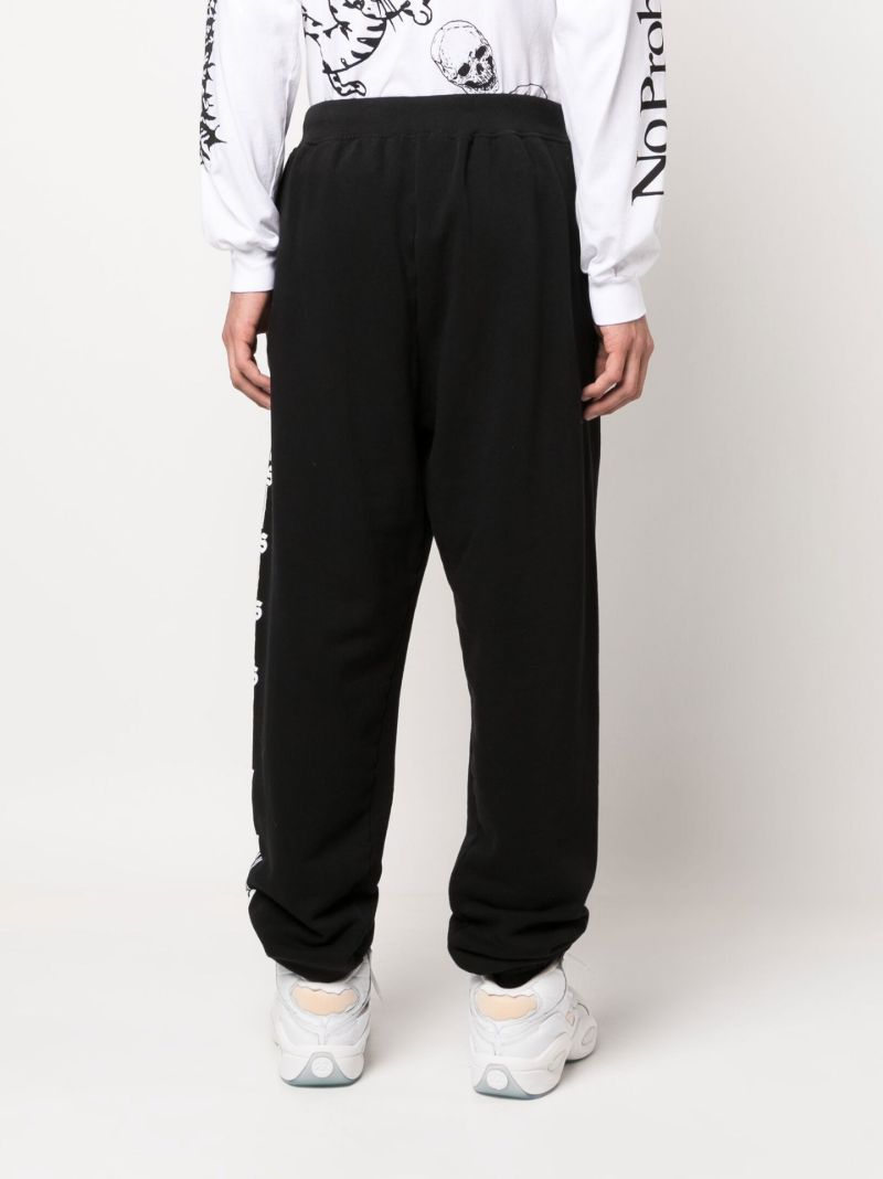 Black Column Print Cotton Track Pants