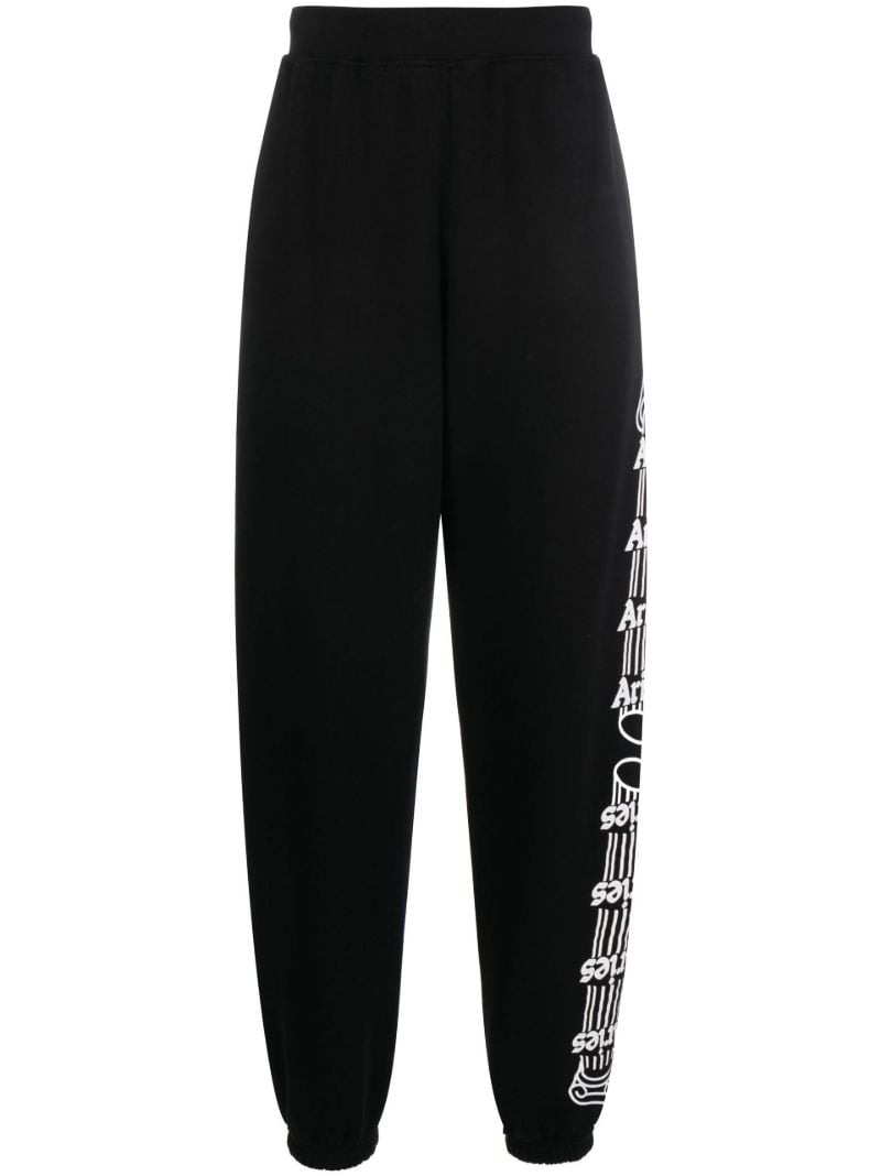 Black Column Print Cotton Track Pants