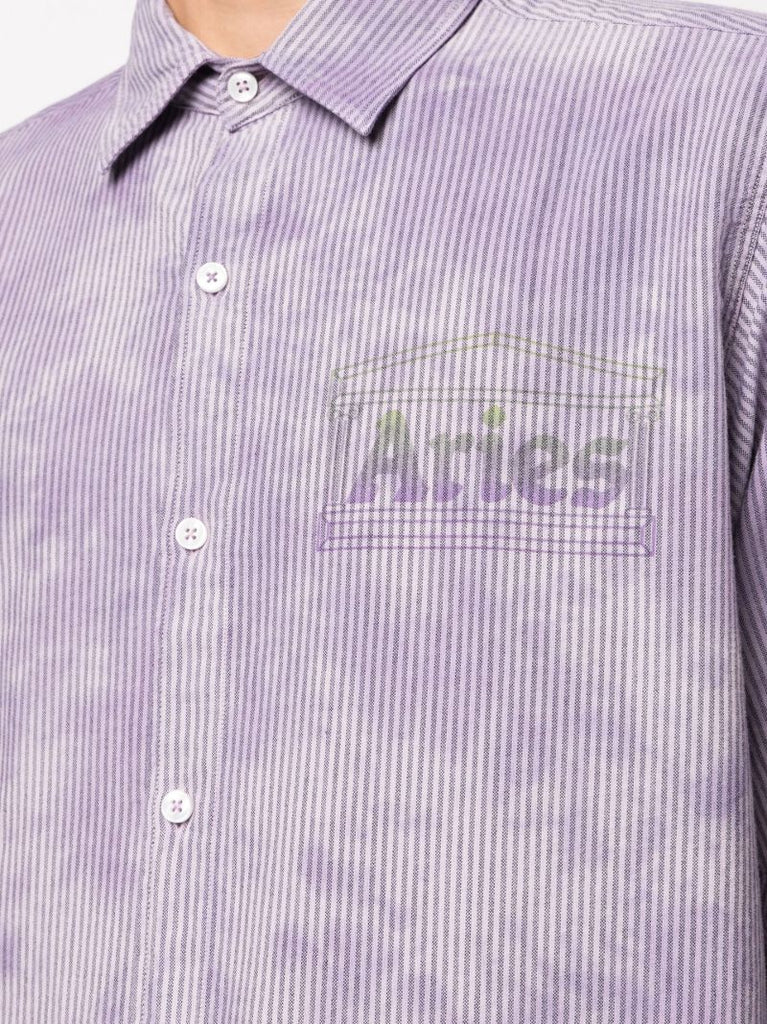 Purple Logo Print Striped Shirt