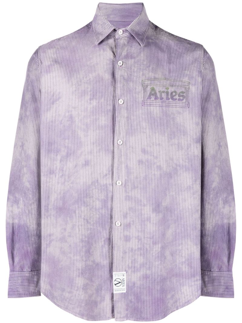 Purple Logo Print Striped Shirt