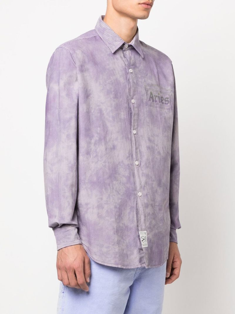 Purple Logo Print Striped Shirt