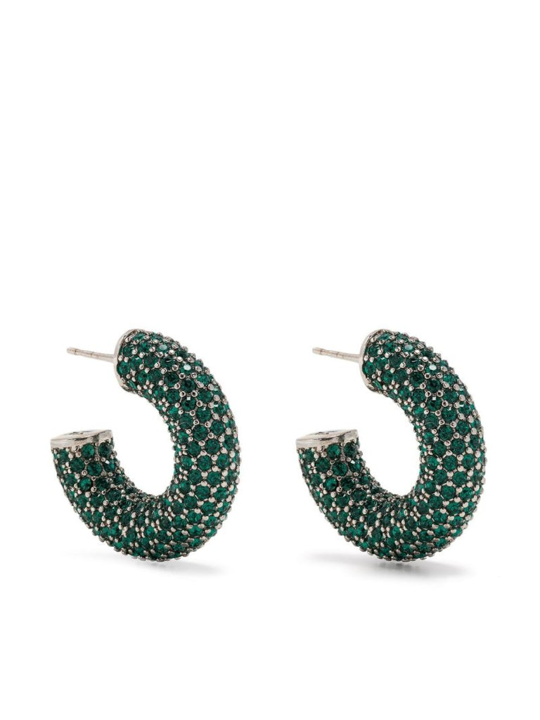 Silver-tone Cameron Crystal Hoop Earrings