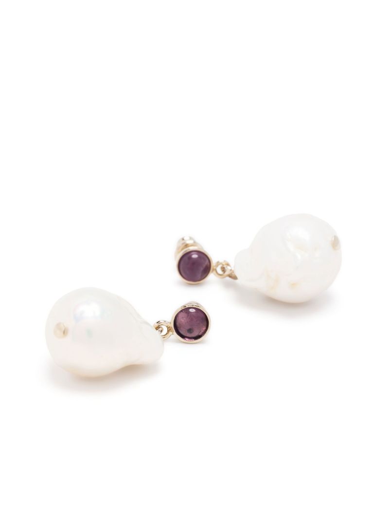 Gold-tone Darcey Pearl and Amethyst Drop Earrings
