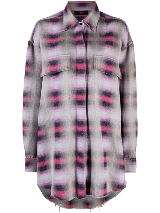 Purple Plaid Print Shirt