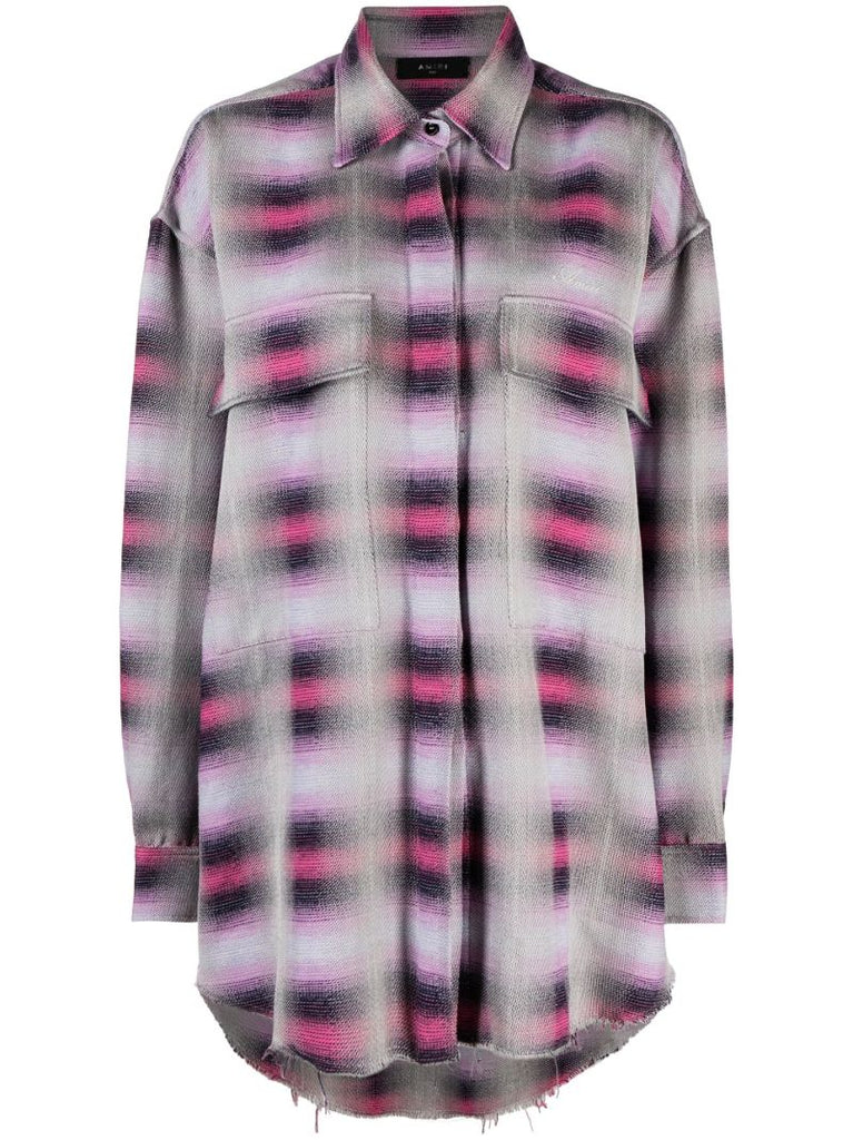 Purple Plaid Print Shirt