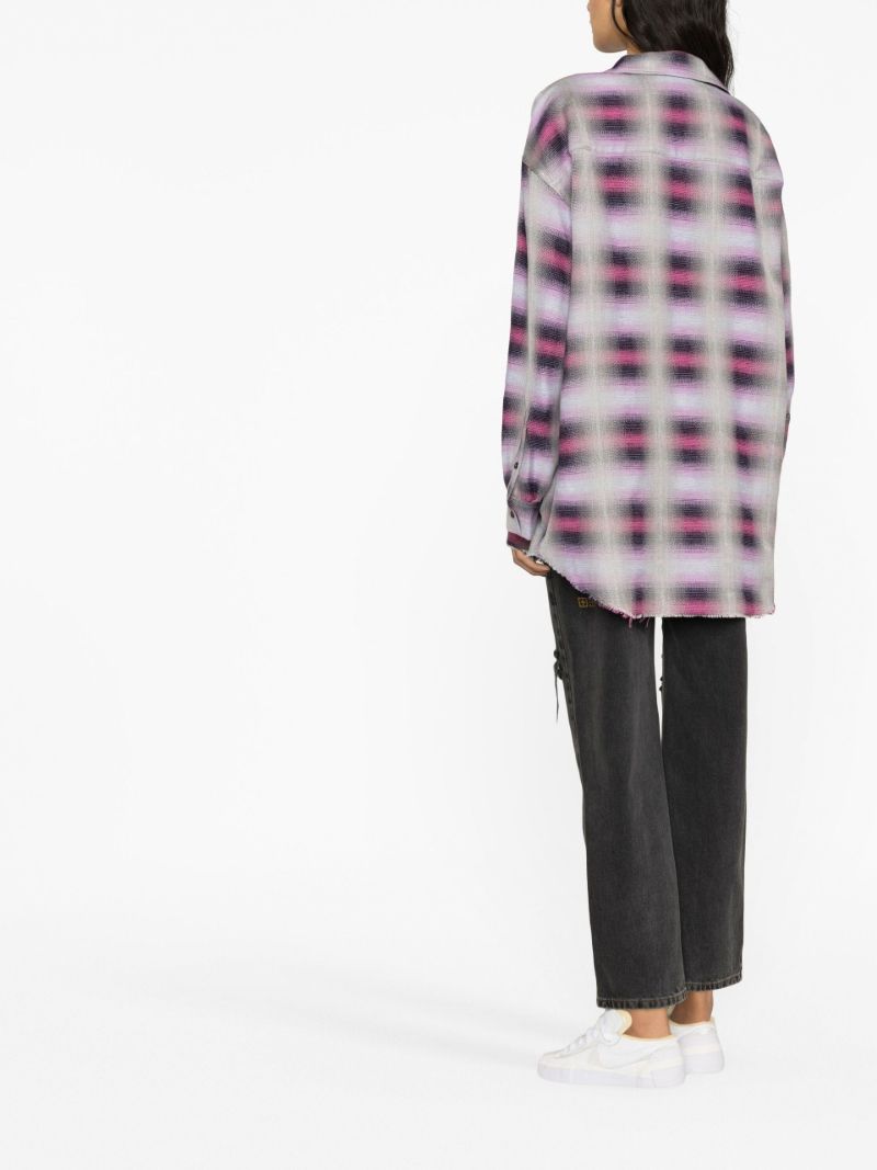 Purple Plaid Print Shirt