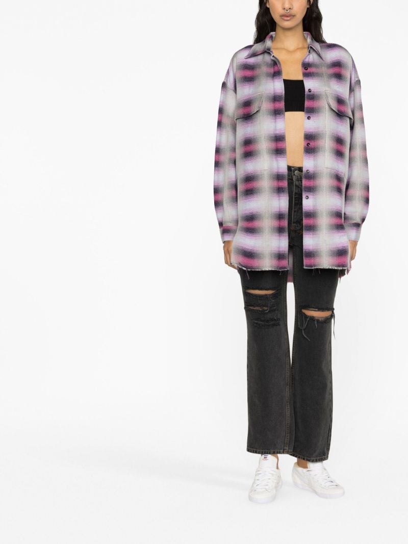 Purple Plaid Print Shirt