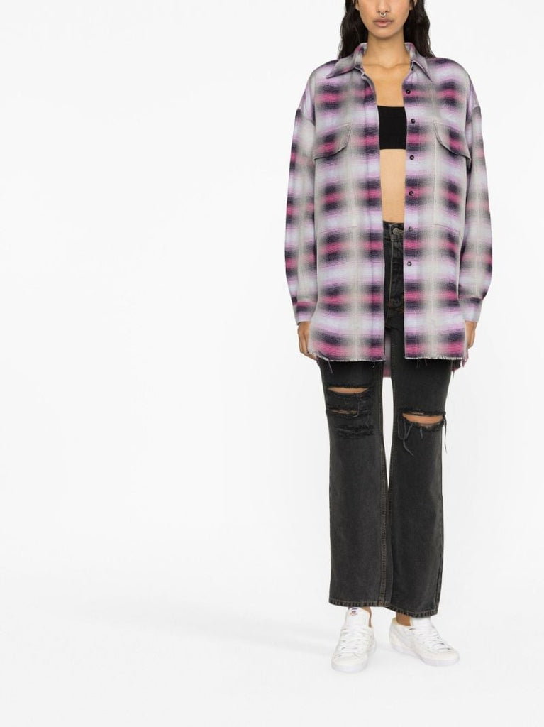 Purple Plaid Print Shirt