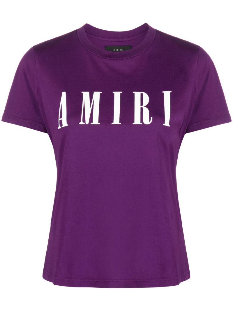 Purple Logo Print Cotton T-shirt