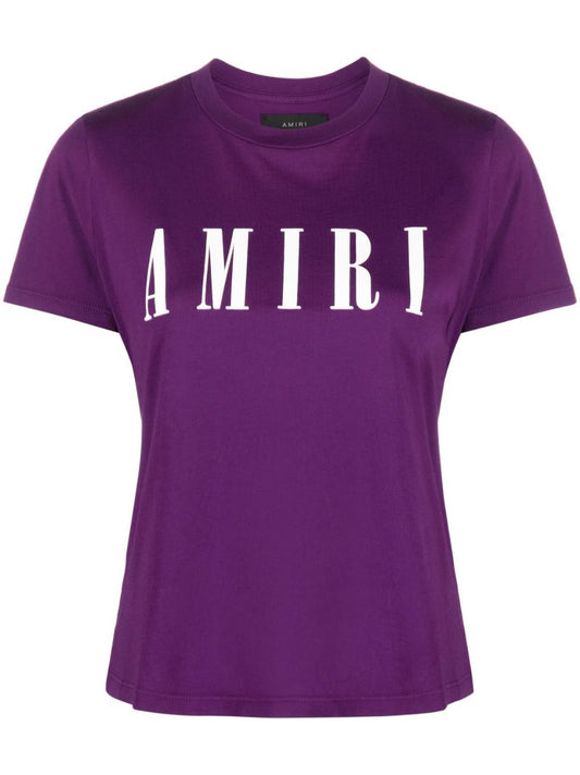 Purple Logo Print Cotton T-shirt