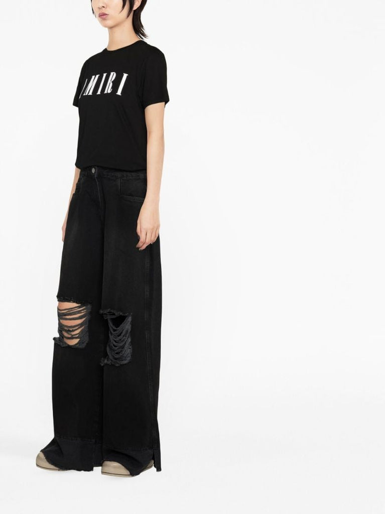 Black Logo Print Cotton T-shirt