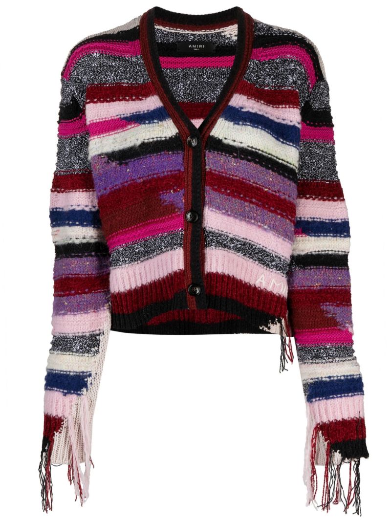Purple Striped Cashmere Cardigan