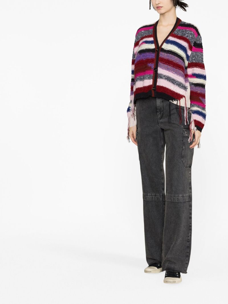 Purple Striped Cashmere Cardigan