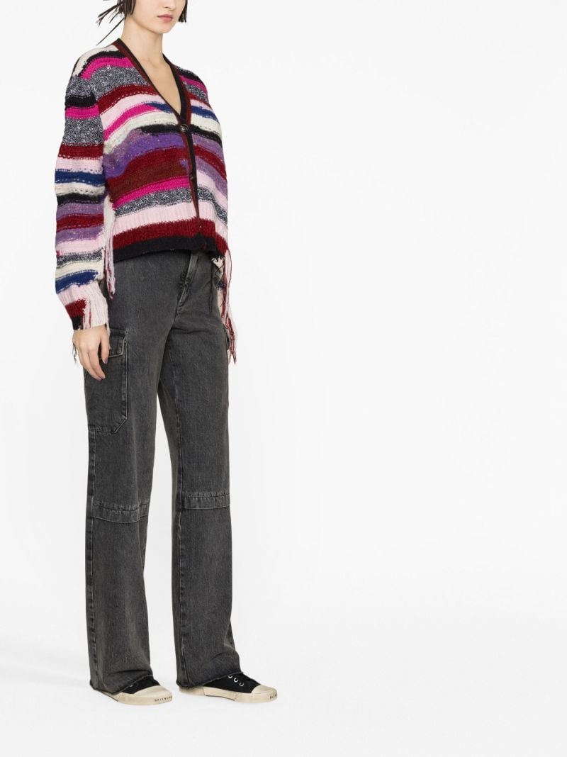 Purple Striped Cashmere Cardigan