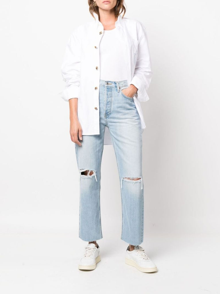 Blue Ã¢â_x0082_¬Ë_x009c_70s Stove Pipe Cropped Jeans