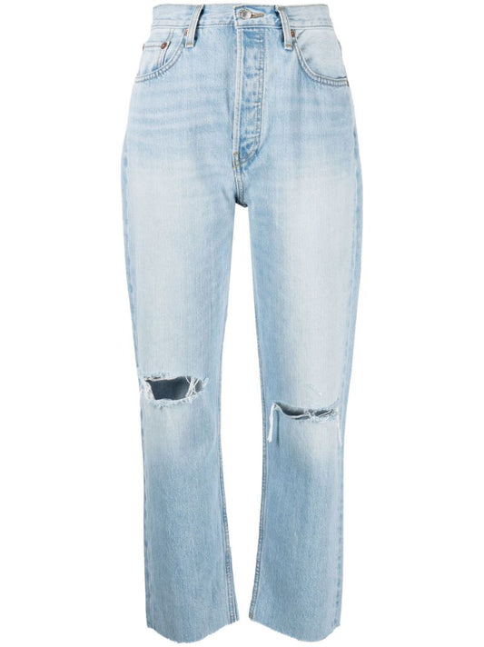 Blue Ã¢â_x0082_¬Ë_x009c_70s Stove Pipe Cropped Jeans