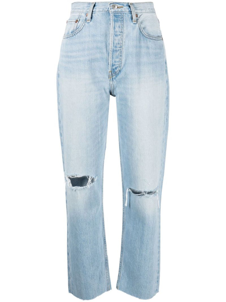 Blue Ã¢â_x0082_¬Ë_x009c_70s Stove Pipe Cropped Jeans