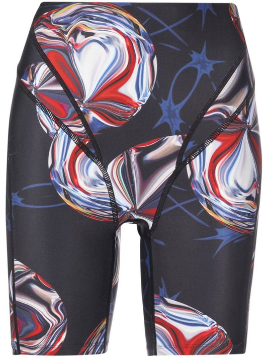 X P.e Nation Black Printed Cycling Shorts
