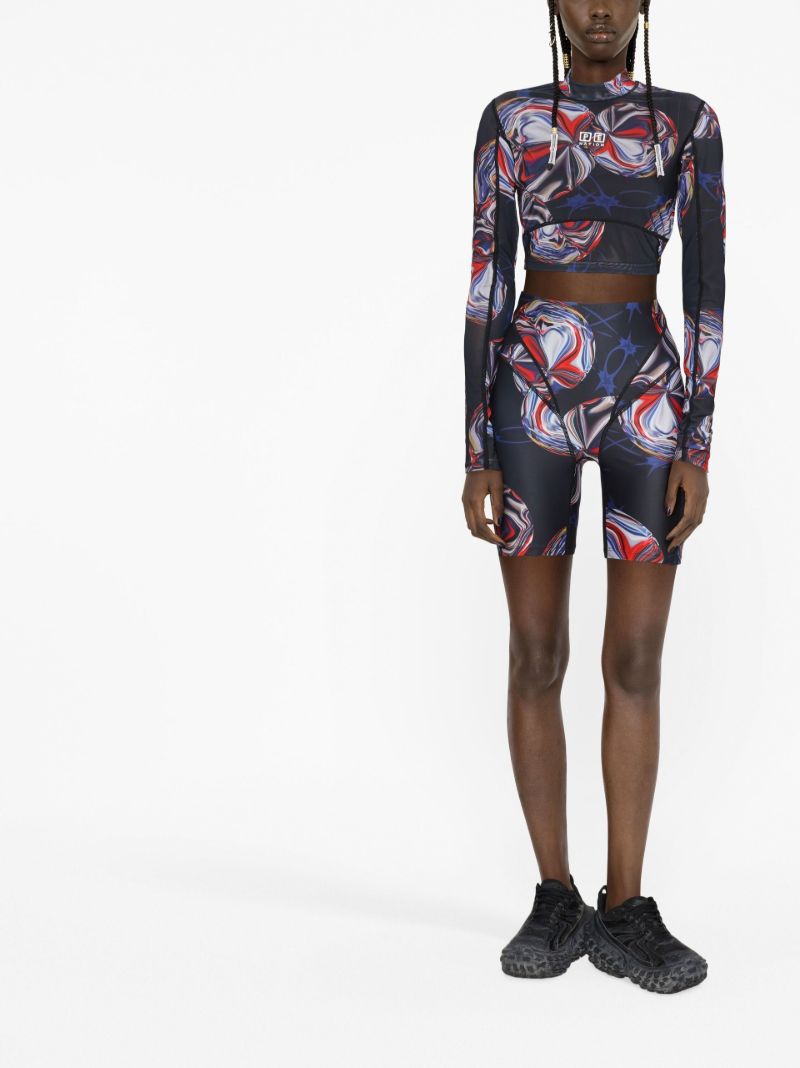 X P.e Nation Black Printed Cycling Shorts