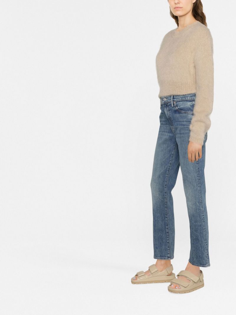 Blue High-rise Straight-leg Jeans