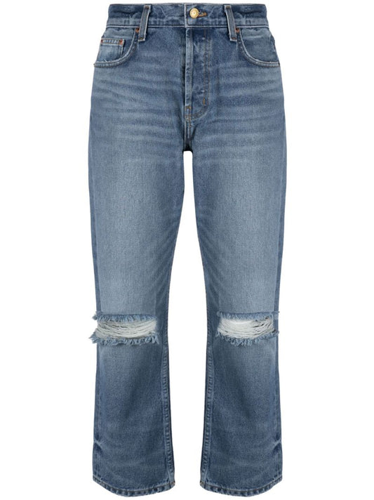 Blue Marcel Cropped Straight-leg Jeans