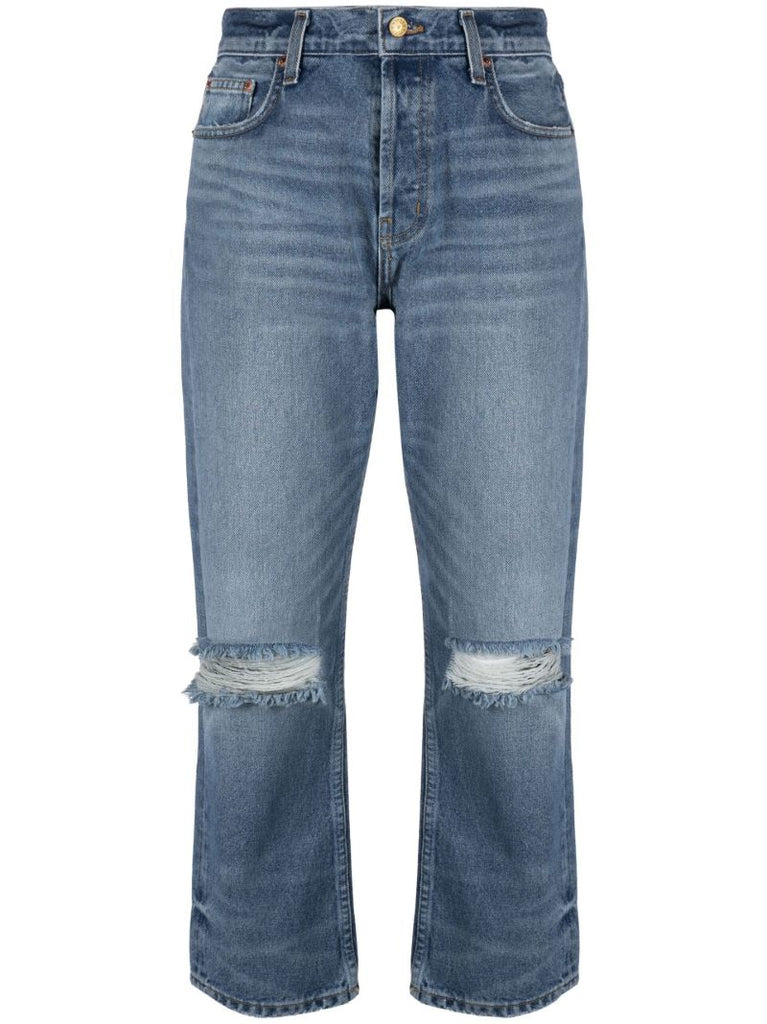 Blue Marcel Cropped Straight-leg Jeans